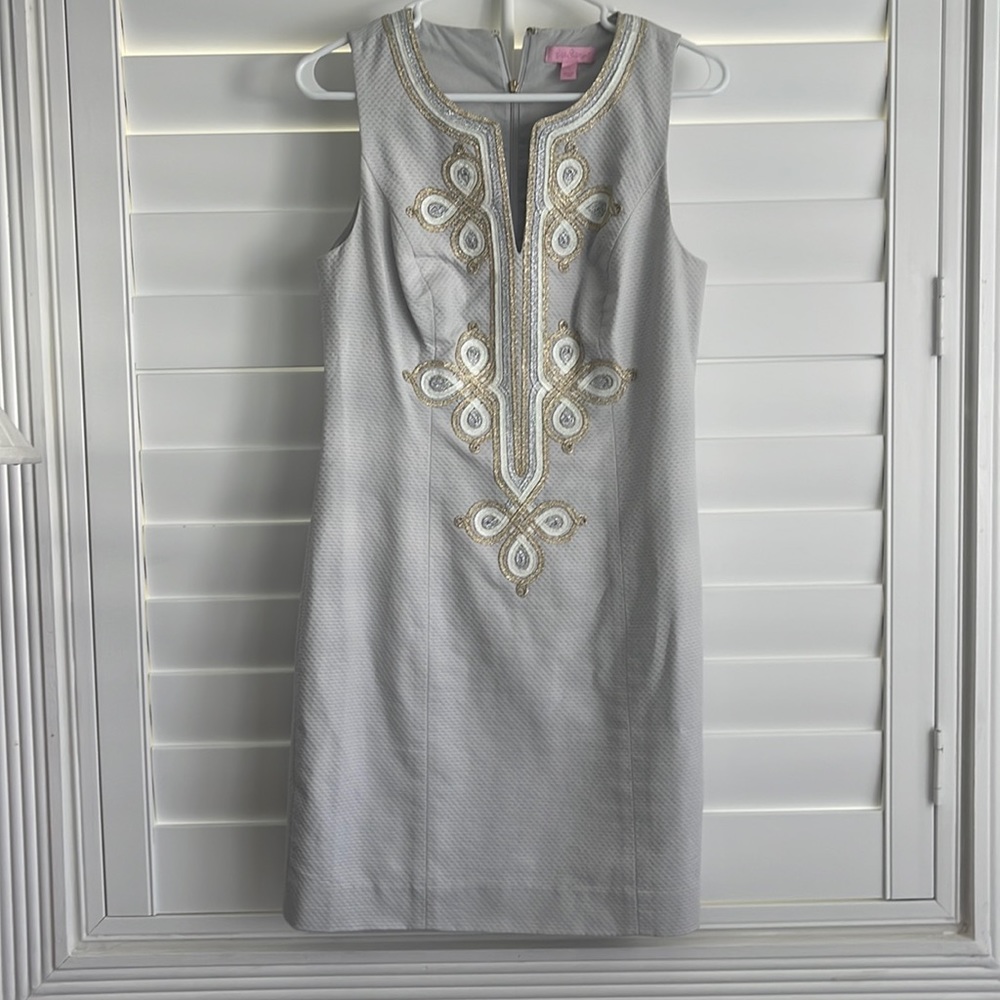 Lilly Pulitzer Mila Shift Dress Seaside Grey Size  2